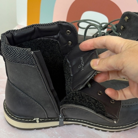 Bruno Marc Apache Grey Leather Lace-Up & Side Zip Work Combat Boots sz 12 NWOT main image 11